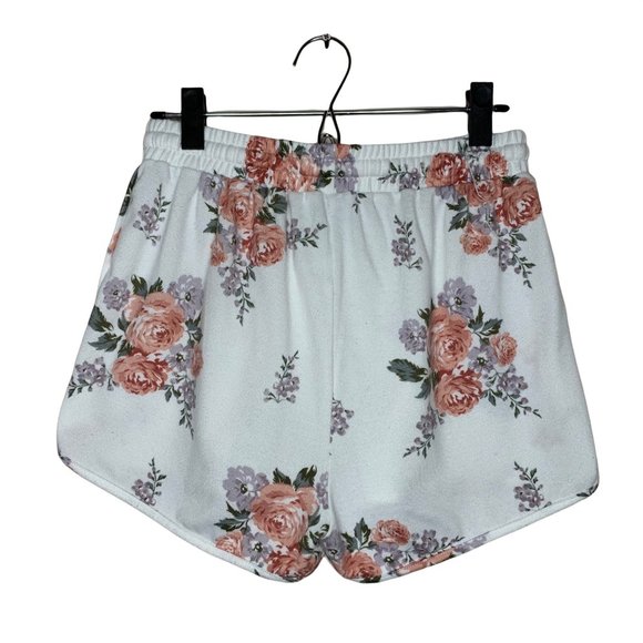 Alya White with Pink Purple Floral Lounge Shorts Women's Size Small - Picture 2 of 5